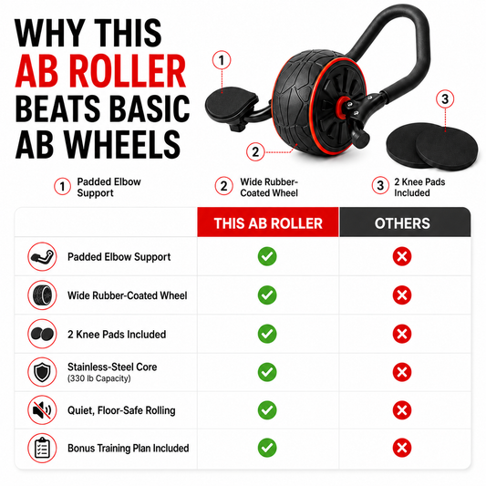 360° Ab Roller with Elbow Support & Knee Pads