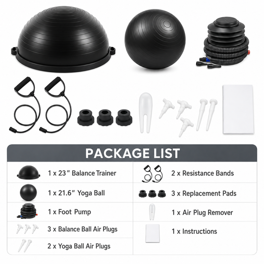 23-Inch Balance Trainer with Resistance Bands & Yoga Ball Set