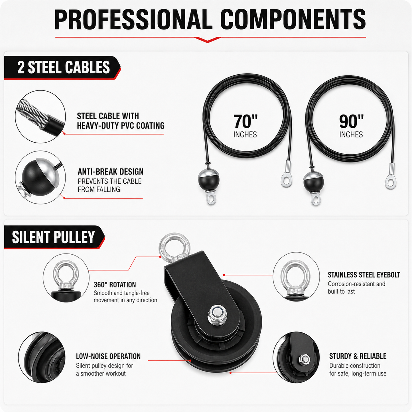 280 lb Home Gym Pulley System with Loading Pin & Cable Attachments