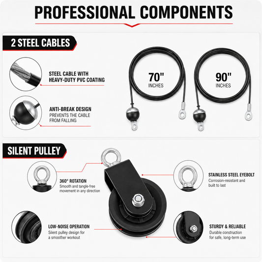 280 lb Home Gym Pulley System with Loading Pin & Cable Attachments