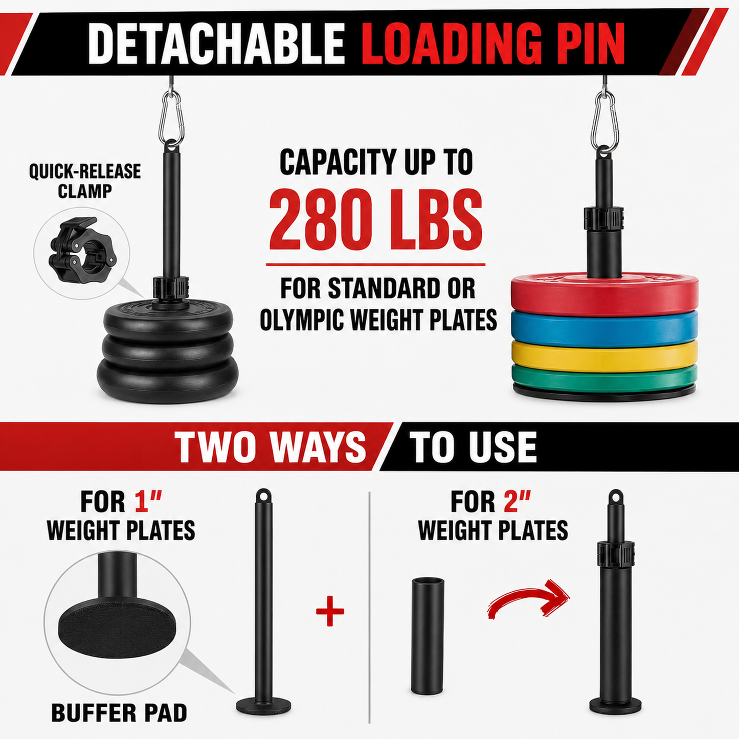 280 lb Home Gym Pulley System with Loading Pin & Cable Attachments