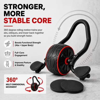 360° Ab Roller with Elbow Support & Knee Pads
