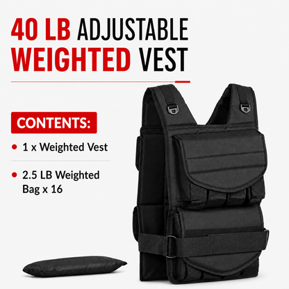 40 lb Adjustable Weighted Vest with Removable Weights