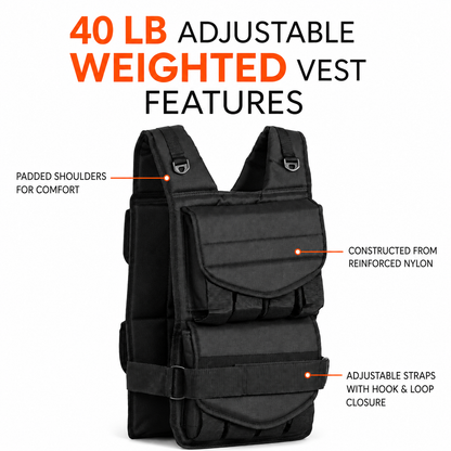 40 lb Adjustable Weighted Vest with Removable Weights