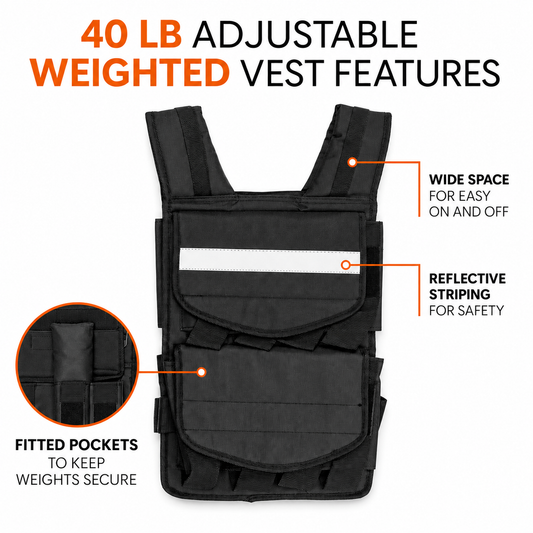40 lb Adjustable Weighted Vest with Removable Weights