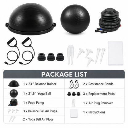 23-Inch Balance Trainer with Resistance Bands & Yoga Ball Set
