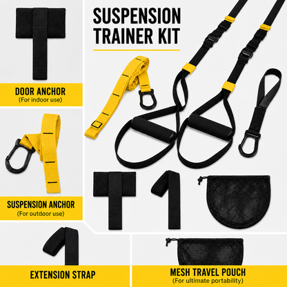 Portable Suspension Trainer Kit with Indoor & Outdoor Anchors